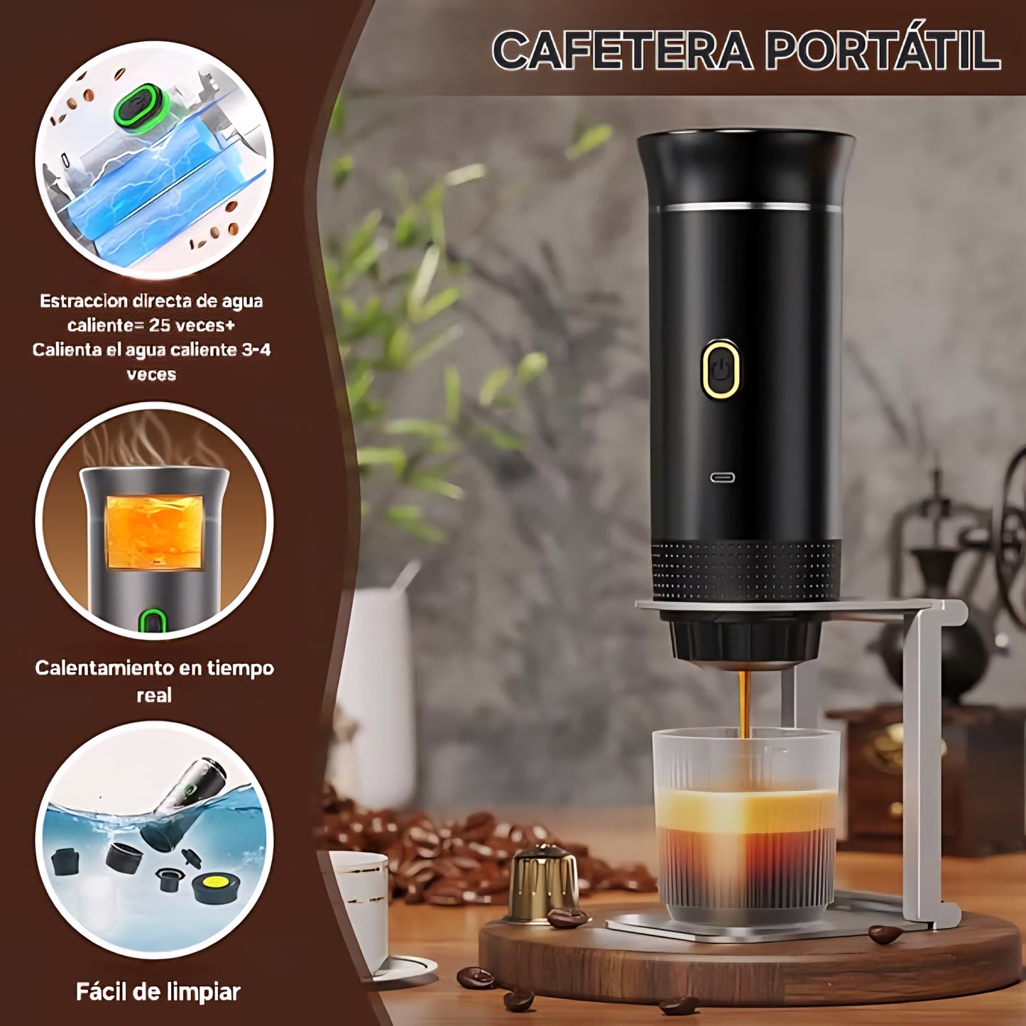 Cafetera Portátil Inalámbrica 3 en 1